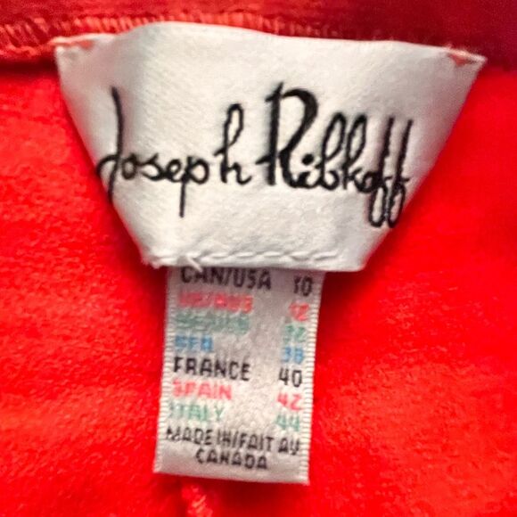 Joseph Ribkoff Fitted Capris Orange Pants with Front Zipper - Size 10 - Picture 4 of 5
